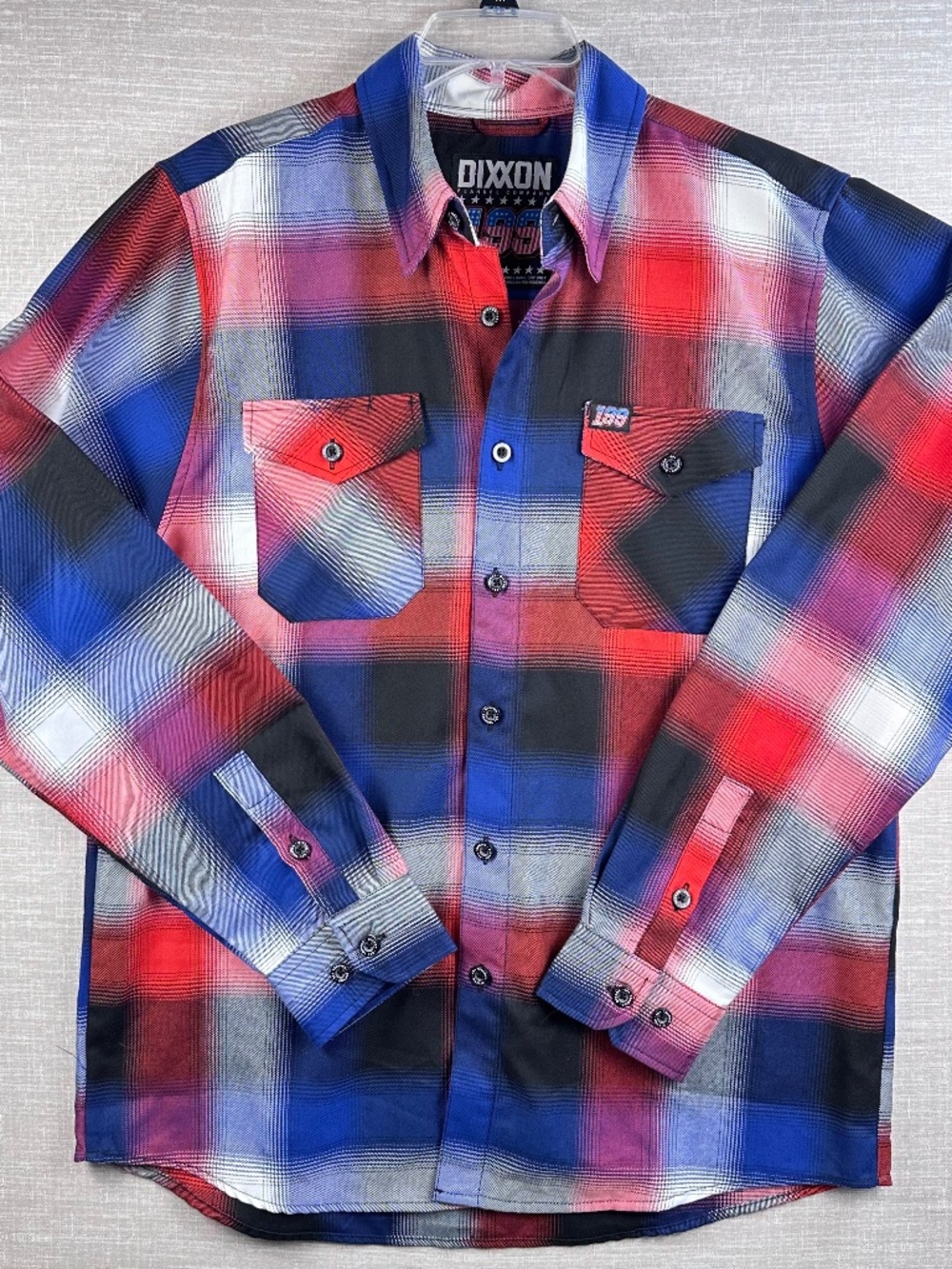 Dixxon Flannel Channel 199 Travis Pastrana Men's plaid shirt Large "Pocket flaw"